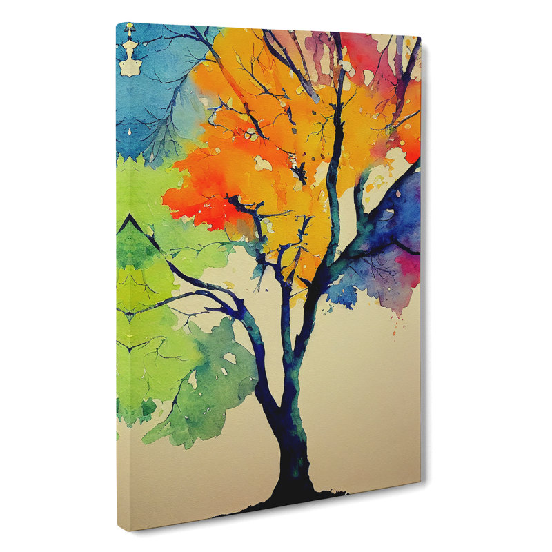 XC1022-4754X Tree In Watercolour No.1 - Wrapped Canvas Print, 50cm H x 35cm W x 3cm D