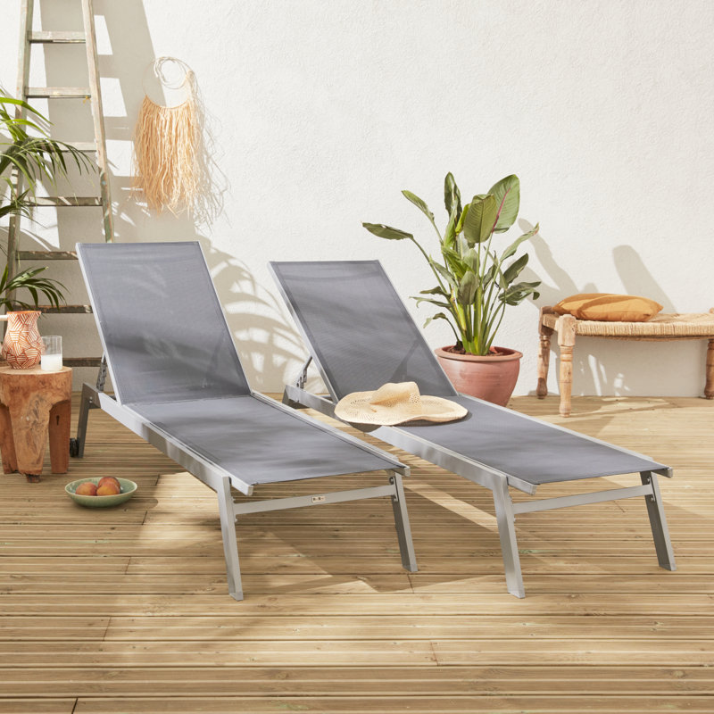 Alekper 168cm Long Reclining Chaise Lounge Set, Anthracite/Grey