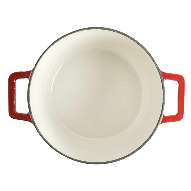 Argon Tableware - Round Cast Iron Casserole Dishes, Red