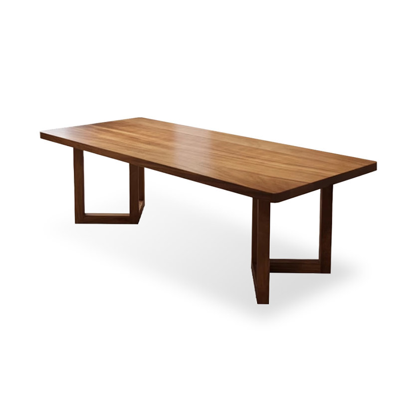 Nut-Brown Rectangular Solid Wood Dining Table, 29.53" H x 78.74" L x 35.43" W