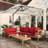Collinward 5 - Person Seating Group with Red Cushions and Cream LED Parasol
