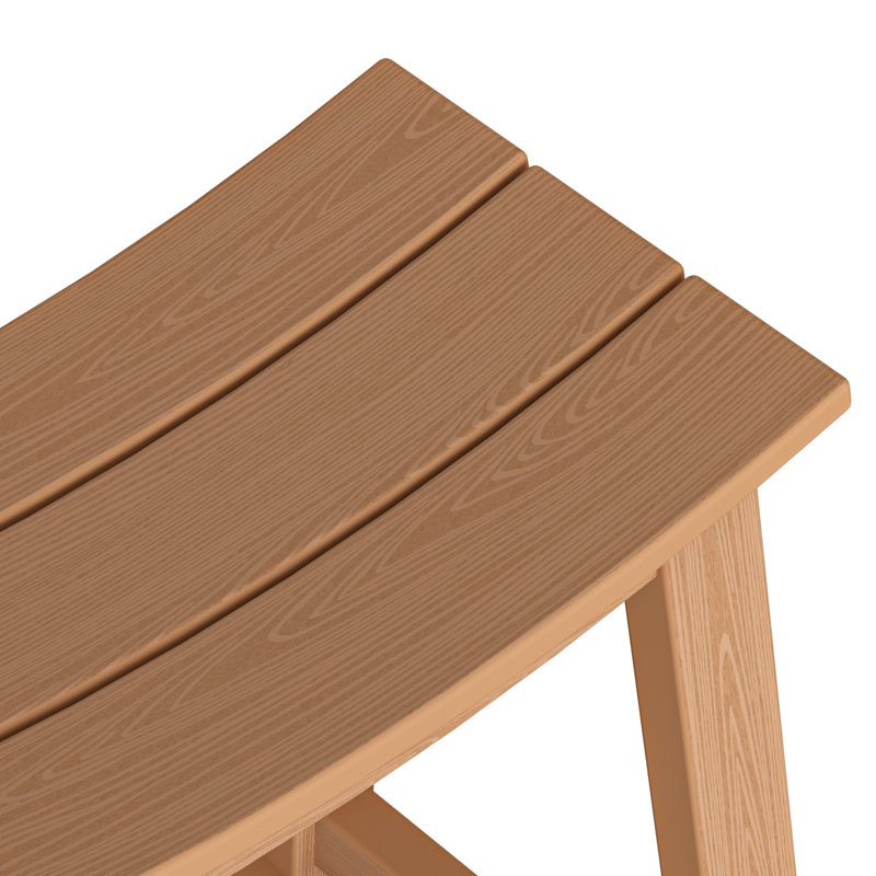 Wood-Look HDPE Bar Stool, Teak