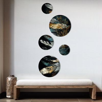 Gold Feather Glamour IV - Glam Feather Metal Wall Décor