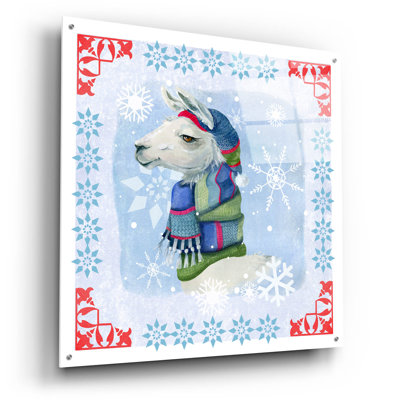 «Winter Llama» par Fiona Stokes-Gilbert, art mural en verre acrylique