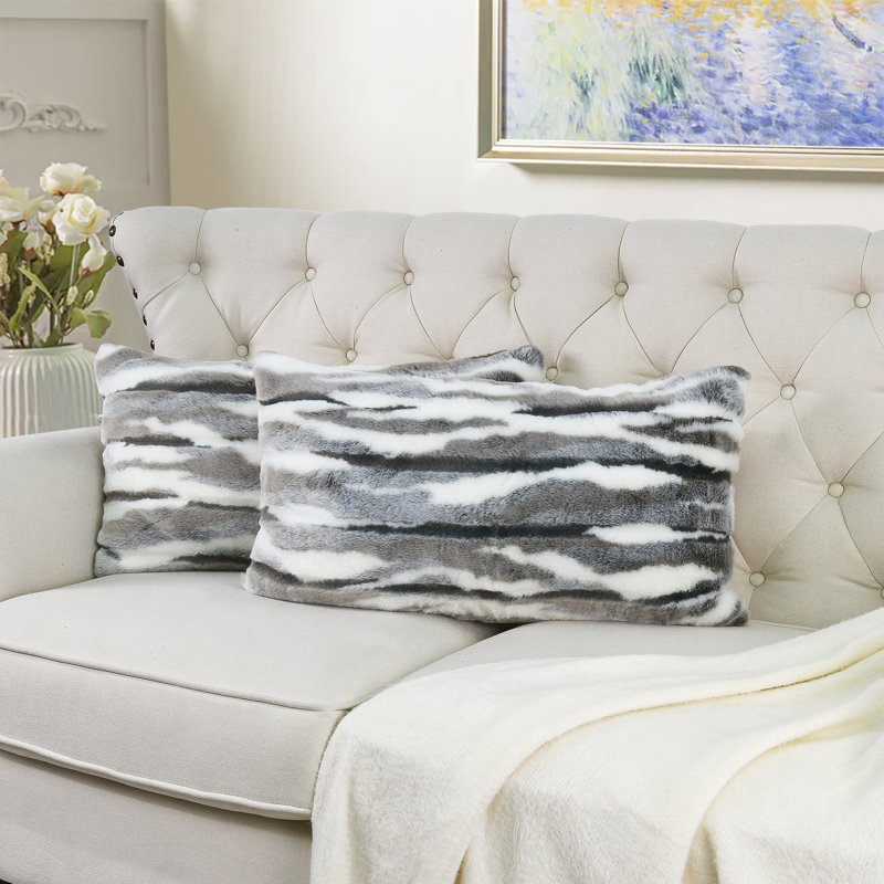 Abstract Backrest Pillow Cover, Grey