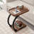 C Shaped Side Table With Wheels, Modern C Table End Table For Sofa And Bed, Small Couch Tables That Slide Under, Wooden C Shaped End Table For Couch, Coffee C Table For Small Space(Walnut)