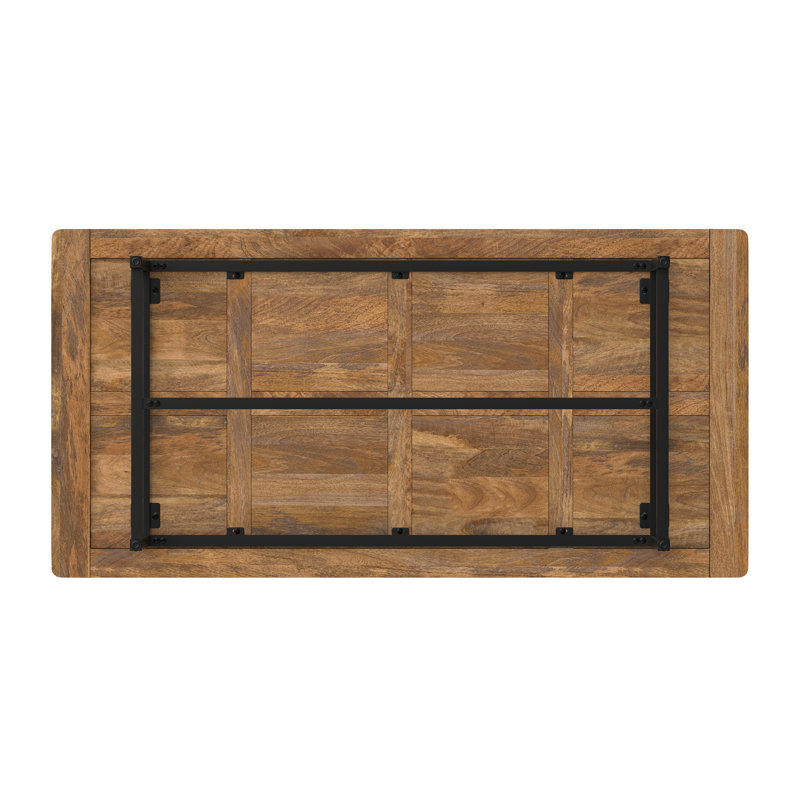 Campbell 72" Burnt Wax Mango Wood Industrial Dining Table