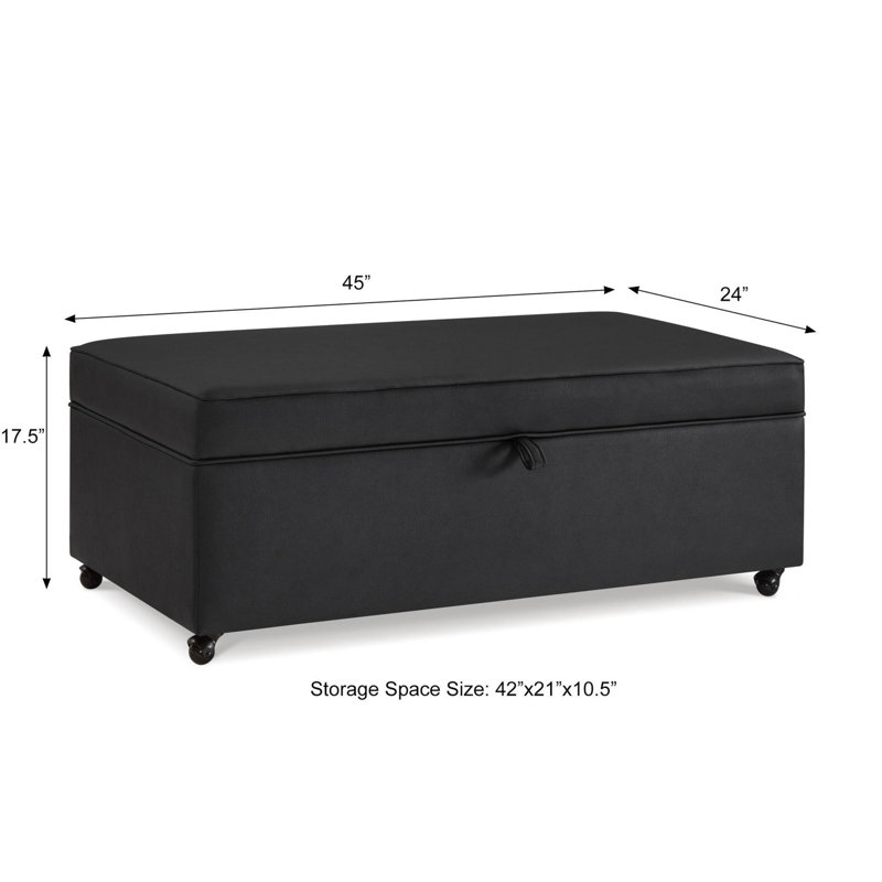 Multi-Functional Storage Ottoman, Black Faux Leather