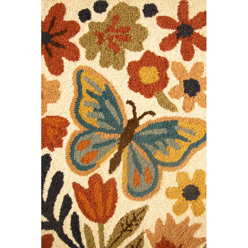  Art encadré à la main avec fleurs d'automne et papillon H 26,75 po