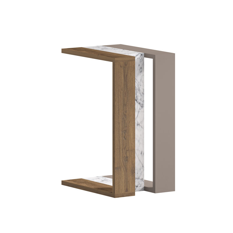 End Table, Oak/White Marble/Light Mocha