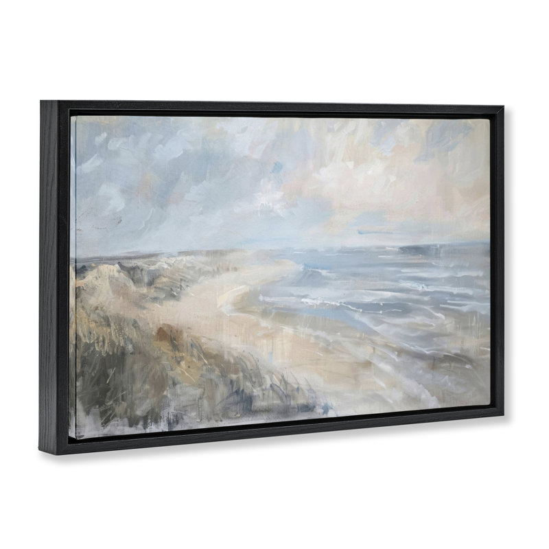  Toile «Faded Summer Beach» par LSR Design Studio, Cadre flottant noir de jais, H 21 po x l 31 po