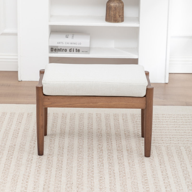 Juntier Upholstered Ottoman, White