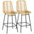 Dashel Rattan Bar Stools Set Of 2, 26" Counter Height Barstools, Boho Kitchen Island Stools With Breathable Wicker Seat And Back