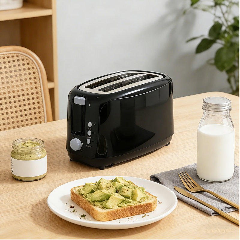 4 Slice Toaster,Extra Wide Slots,6 Shade Settings,Bagel/Defrost/Reheat,Removable Crumb Tray,Auto Shut-Off,Black, Black