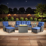 Carolina 7 - Pieces Sofa Seating Group With Fire Pit With Cushions