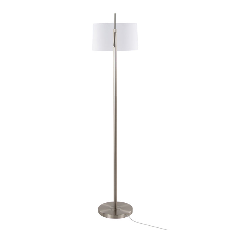 Contemporary Metal Floor Lamp, Brushed Nickel