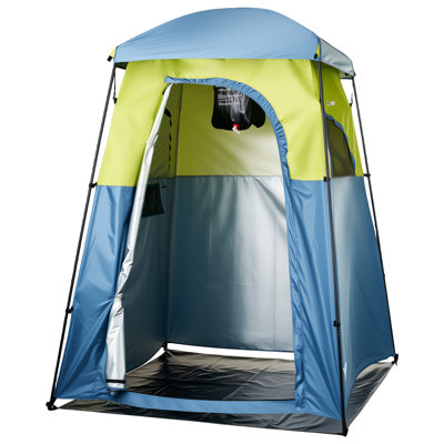 Camping Shower Tent, 1 Room, Portable Privacy Tent Changing Room with Shower Bag, Ground Stakes, Ropes, Carry Bag, and Support Poles, 150D Oxford Fabric with Silver Coating, for Camping, Fishing