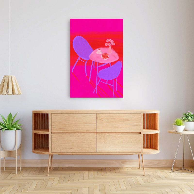 Tableau mural abstrait et coloré représentant une fleur moderne et colorée, inspirée d'un café vibrant. Petit-déjeuner. Affiche murale représentant une fleur.