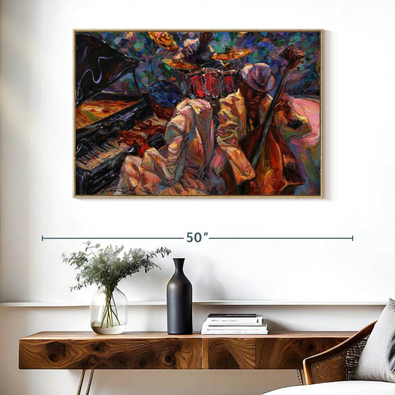 Jazz Band, Cadre flottant en bois naturel, 40 po x 27 po