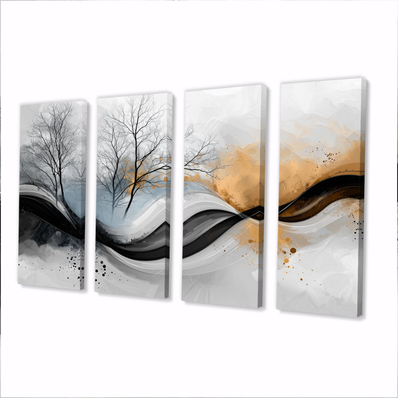 Ensemble de Julia voyage de forêt fractale - Art mural de fractales - décoration murale moderne, H 28 po x l 48 po, 4