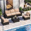 Ensemble de meubles de patio 6 pièces, avec coussins et table basse en verre, ensemble de canapé modulaire en osier de rotin Pe-571211264