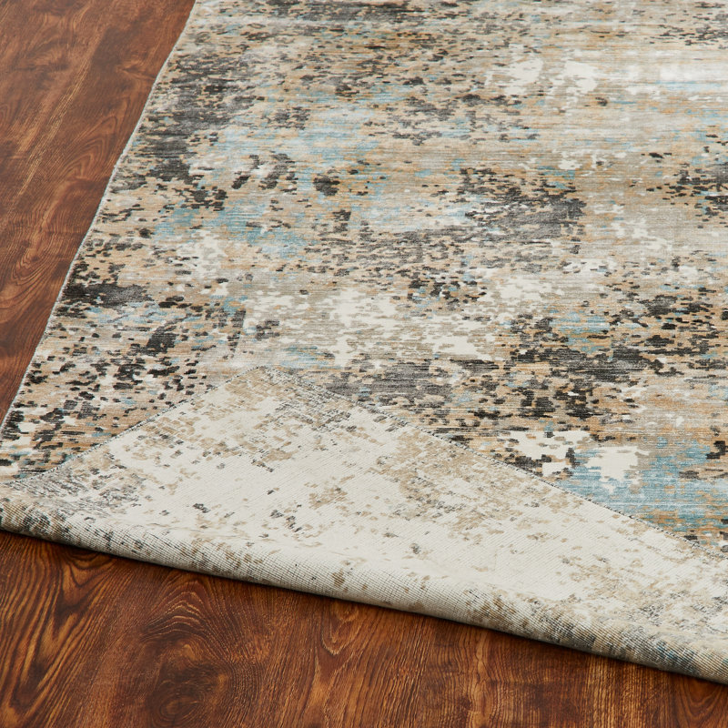 Abstract Area Rug in Beige, Rectangle 9'6" x 13'