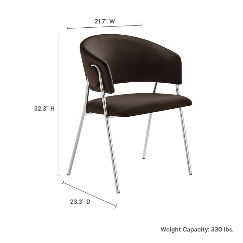 Nella Upholstered Performance Velvet Dining Chair Set Of 2, Silver, Velvet Chocolate Brown