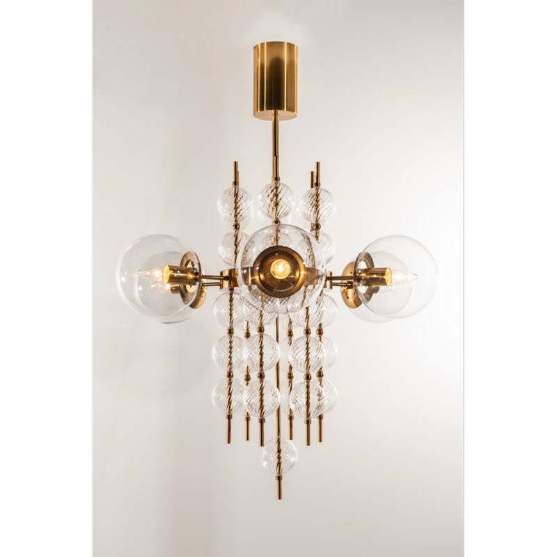 Lustre Madison Murano, Cognac, 42" Diameter x 52" Height, Plaqué argent