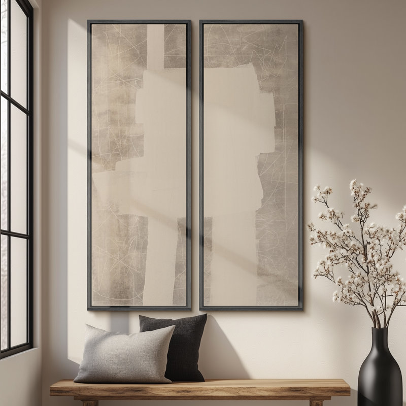 «Vintage Landscape Wall Art», ensemble de 2 toiles encadrées 20 x 60 pouces, Noir