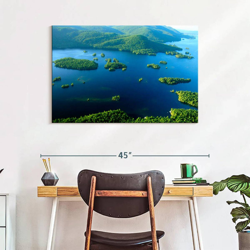 Vue aérienne d'Alvord Lake George, H 26 po x l 39 po