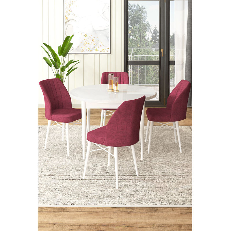 Ensemble de table et chaises de salle à manger, Blanc, Bourgogne