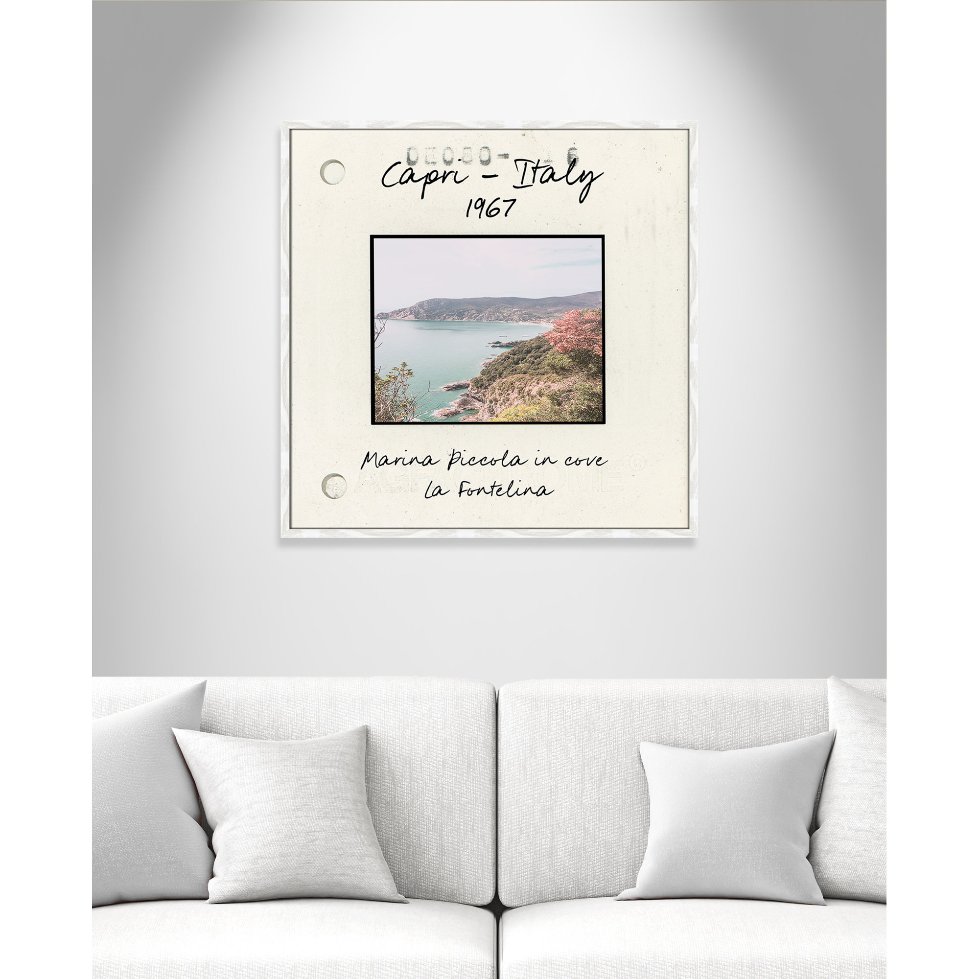Capri Italy - Marina Picolla in La Fontalina Print by Susan Jill, White Single Picture Framed Paper, 32" H x 32" W x 0.75" D