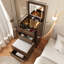 (48cm) (noyer) Bureau de coiffeuse 3 en 1 avec miroir Plip, petit ensemble de coiffeuse avec bureau en verre visible, coiffeuse compacte à maquillage avec 3 tiroirs-596479666-596479669