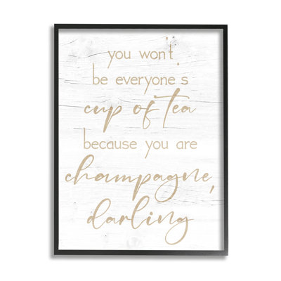 «You Are Champagne Darling Encouragement» par Lil 'Rue - cadre flottant, impression sur bois