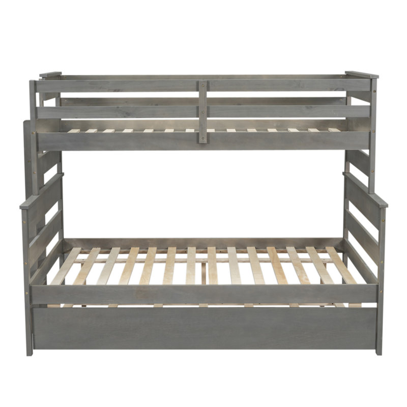 Lit superposé en bois avec lit gigogne, Gris