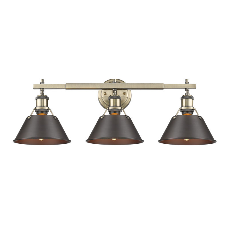 Éclairage pour meuble-lavabo 3 lumières Cao, Laiton vieilli, Bronze huilé