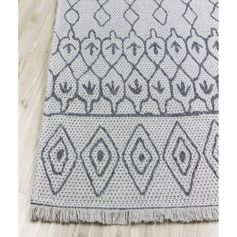Tapis géométrique en coton tissé à la machine Osceola, Rectangle 2 pi 6 po x 4 pi 11 po