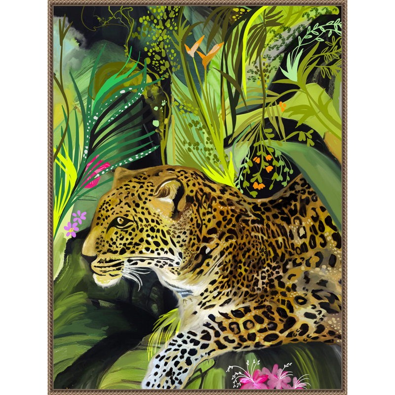 «Leopard King» par Houpt, reproduction d'art sur toile encadrée, H 42 po x l 32 po