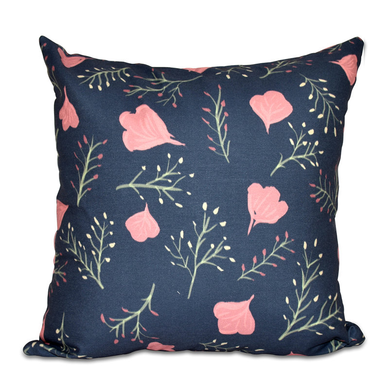 Housse et insert de coussin carré Botanical Blooms, H 16 po x l 16 po, Bleu marine