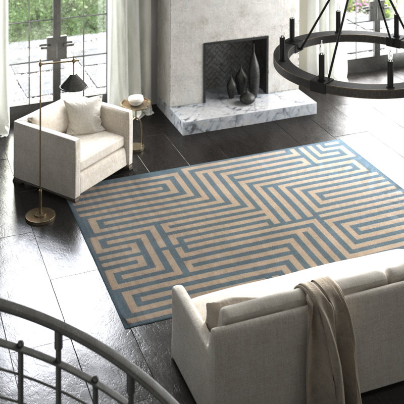 Flatweave Wool Geometric Area Rug, Rectangle 5' x 8'