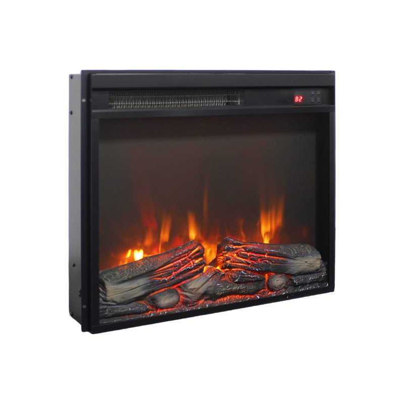 23" Electric Fireplace Insert, Ultra Thin Heater With Log Set & Realistic Flame, Remote Control With Timer, Overheating Protection