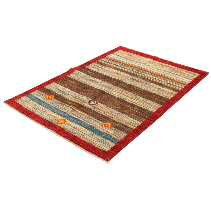 Tapis décoratif en laine de conception unique 5 pi 7 po x 8 pi 3 po Dezyrae noué à la main New Age