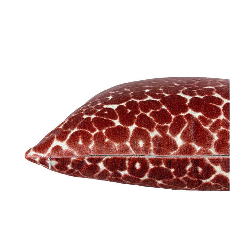 Animal Print Velvet Throw Pillow Cover, 20"H x 20"W, Desert Coral