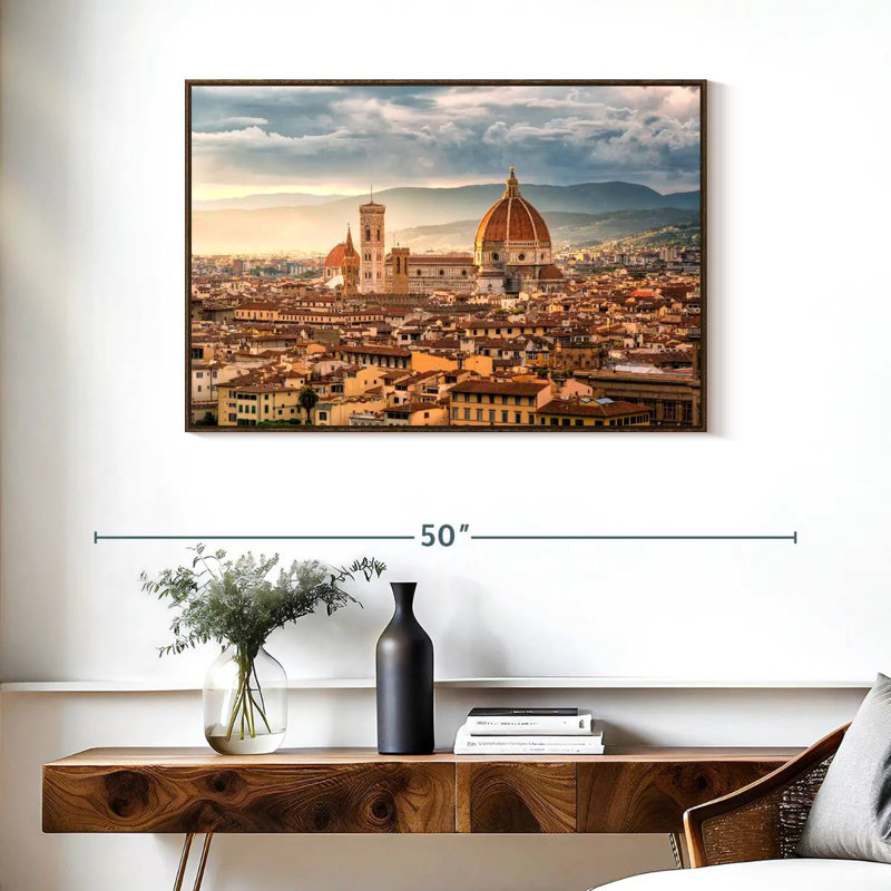 Cathédrale Santa Maria Novella, 37 po x 25 po, Cadre flottant noyer