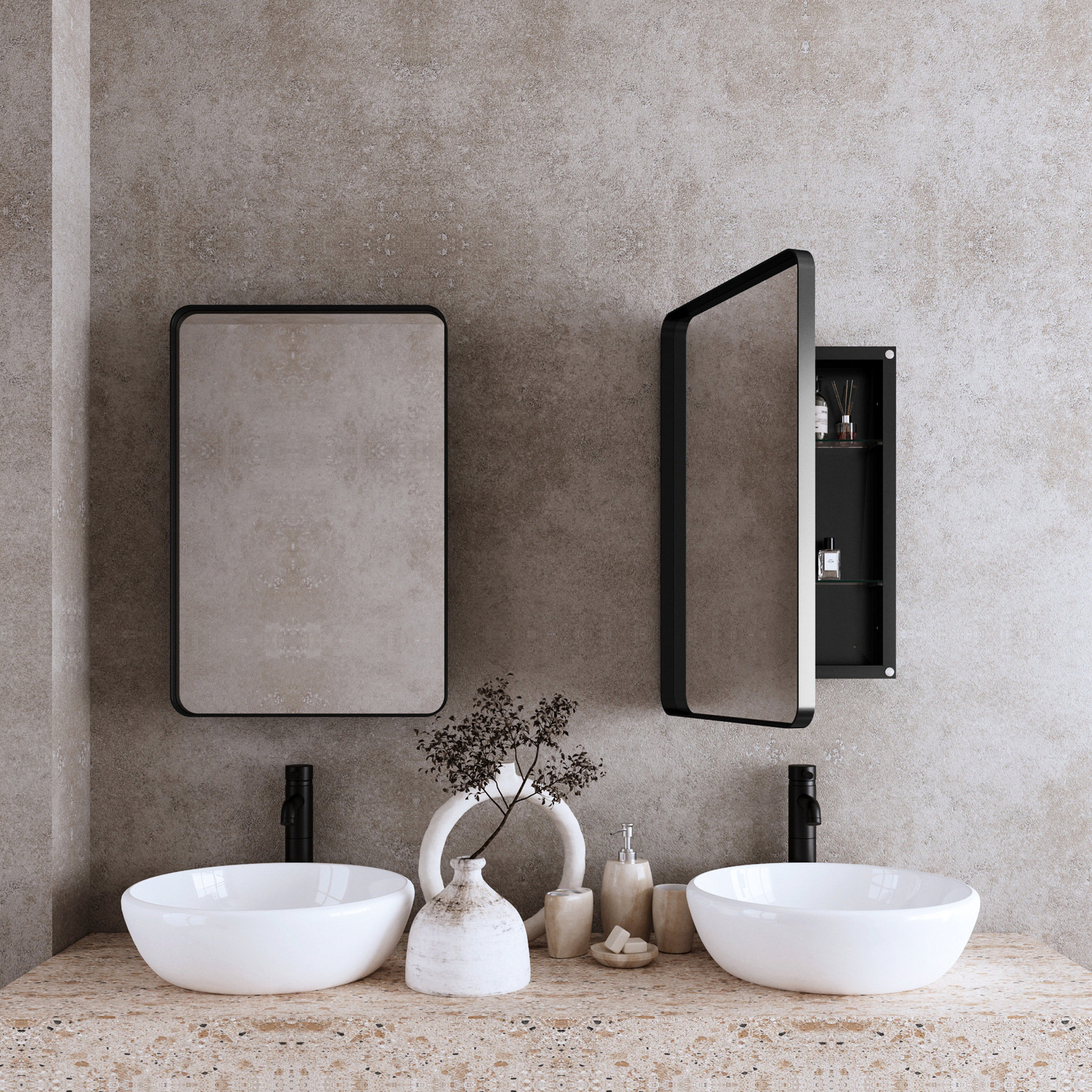 Latitude Run® Recessed Framed Bathroom Medicine Cabinet With Mirror ...