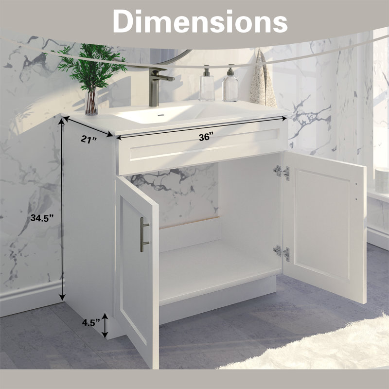 Ensemble de meuble-lavabo Shaker avec base de lavabo en résine 36 po, Blanc