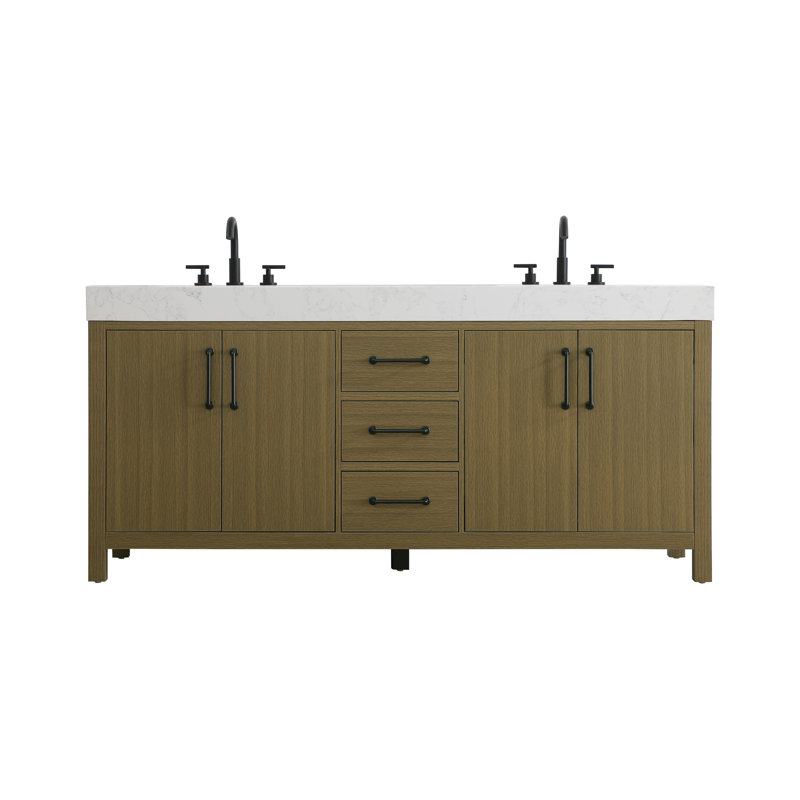 72 inch Double Bathroom Vanity_Traditional_VF60672, Chestnut Brown