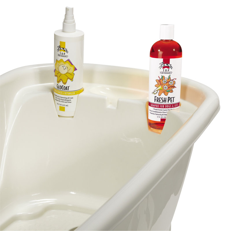 Ivory Elevated Grooming Tub with Chrome Stand