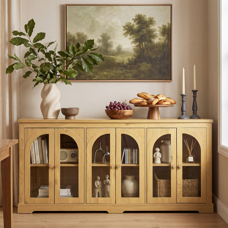 Buffet décoratif 67 portes l 67 po avec tablettes réglables, Naturel