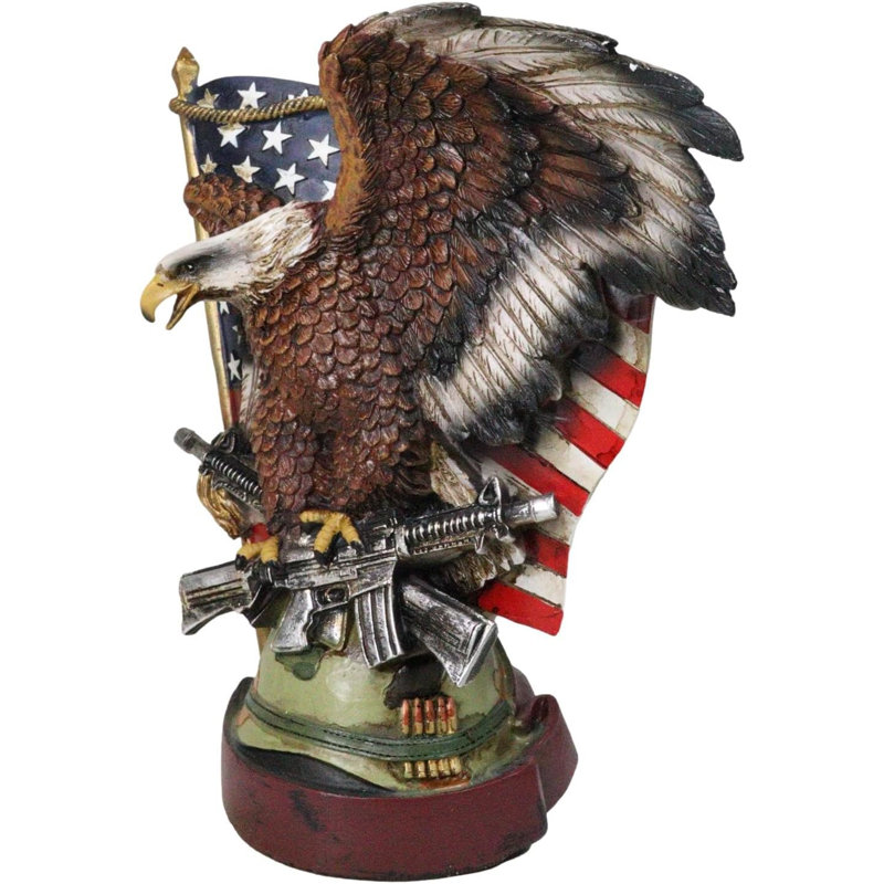 Figurine drapeau américain chauve avec fusils croisés